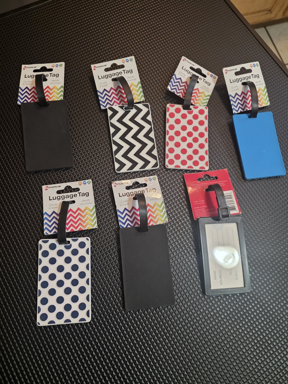 GForce Luggage Tag Pack - Black, White, Red, Blue, Navy Dot Options